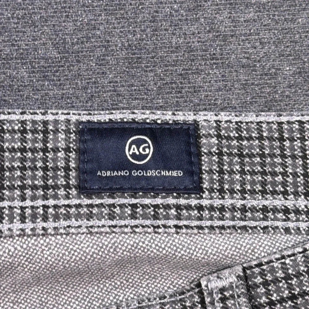 AG Adriano Goldschmied Tellis Pants Mens 36x34 Gray Plaid Modern Slim Fit Chino